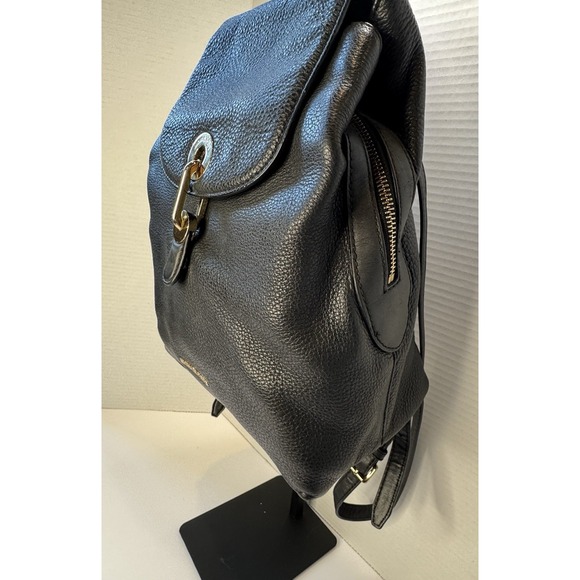 QUALITY! Michael Kors Raven Black Soft Pebbled Leather Backpack Purse Bag W/Gold main image 8